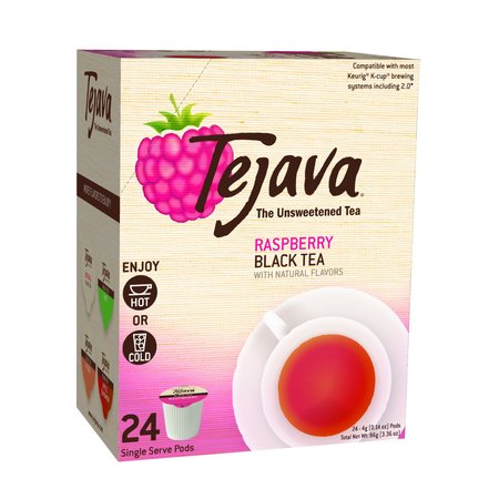 TEJAVA Raspberry Unsweetened Black Tea Pods, PK 24 40135